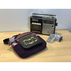 Sac brodé FUCK floral fait main – création artisanale | Vinyle-Bag