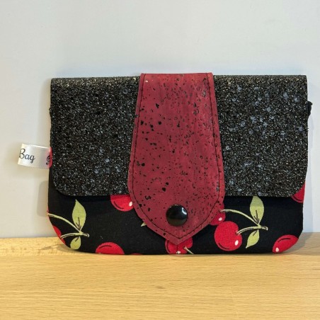 Porte-monnaie rockabilly cerises – Fait main | Vinyle-Bag