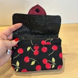 Porte-monnaie rockabilly cerises – Fait main | Vinyle-Bag