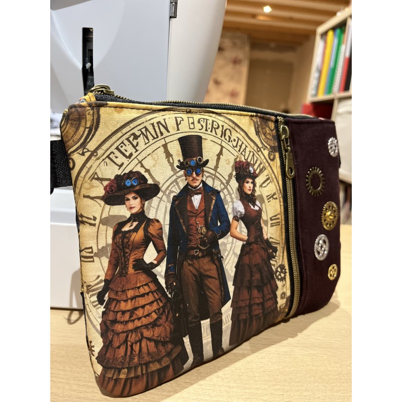 Pochette steampunk victorienne – création artisanale | Vinyle-Bag