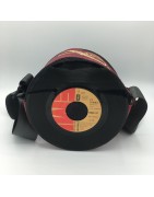 Sac en disques vinyles 45 tours en liège