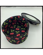 Vanity-case trousse de rangement, pour ranger les affaires de toilette, noire à cerises rouge, en disques vinyles recyclés